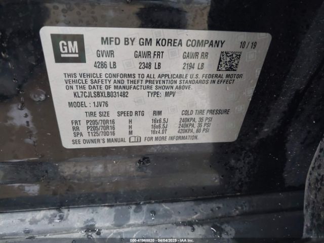 KL7CJLSBXLB031482 Chevrolet Trax Fwd Lt
