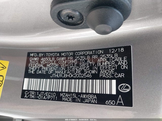 JTHU9JBH0K2002546 Lexus UX 250H