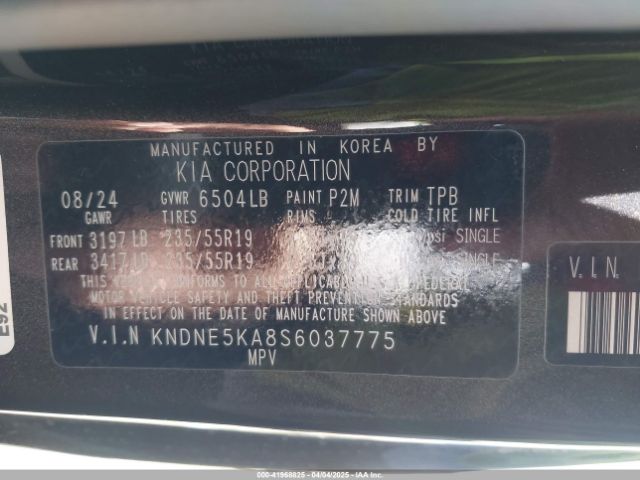 KNDNE5KA8S6037775 KIA Carnival Mpv Hybrid Sx