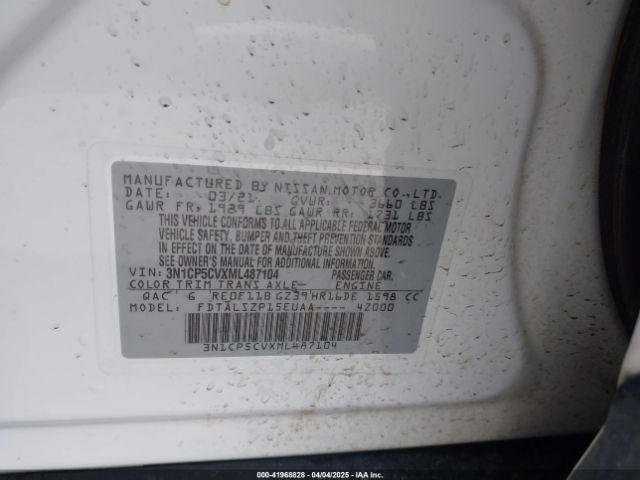 3N1CP5CVXML487104 Nissan Kicks Sv Xtronic Cvt
