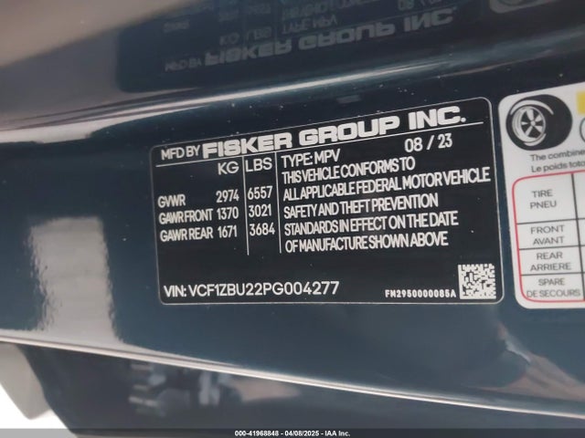Fisker Ocean One 2023 VCF1ZBU22PG004277 Image 9