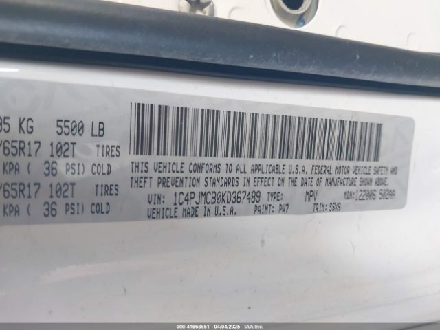 1C4PJMCB0KD367489 Jeep Cherokee Latitude 4x4