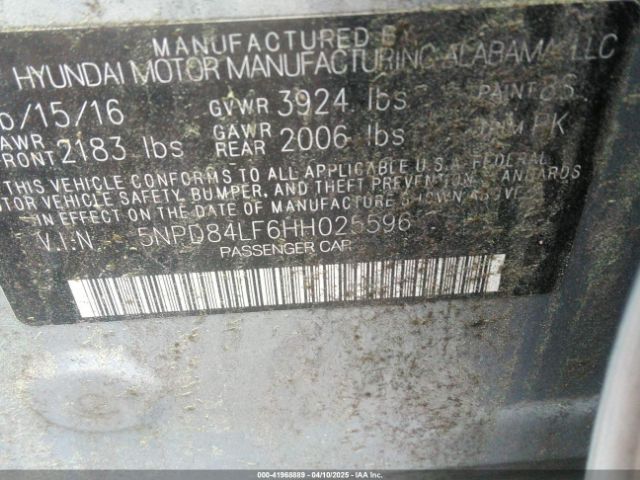 5NPD84LF6HH025596 Hyundai ELANTRA SE