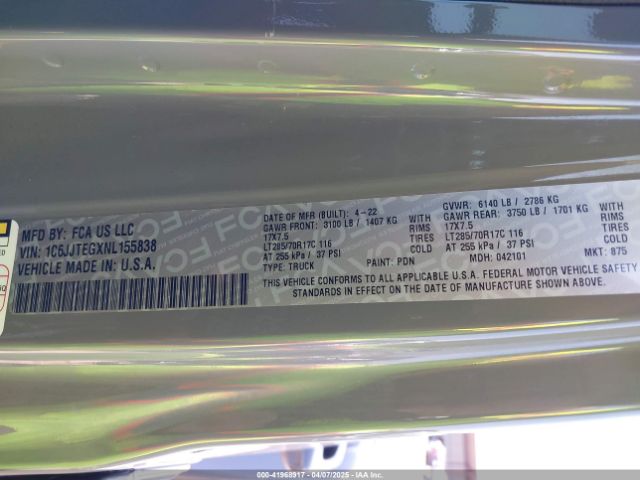 1C6JJTEGXNL155838 Jeep Gladiator Mojave 4x4