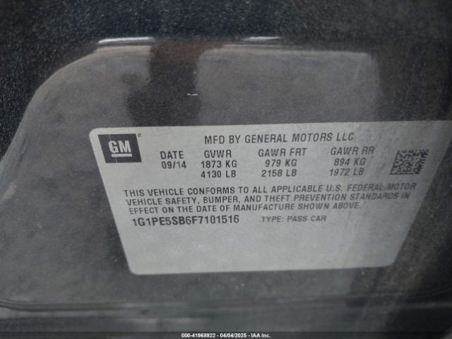 1G1PE5SB6F7101516 Chevrolet Cruze 2lt Auto