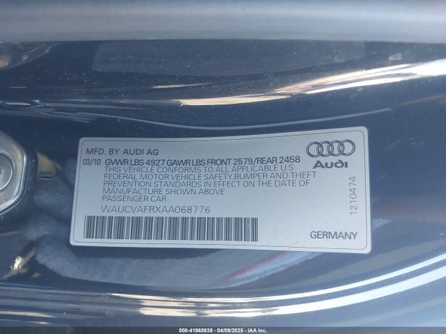 2010 AUDI S5 WAUCVAFRXAA068776 Photo 8