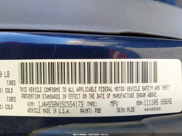 2005 Jeep Grand Cherokee Limited მანქანა იყიდება აუქციონზე, vin: 1J4HS58N15C554173, აუქციონის ნომერი: 41968954