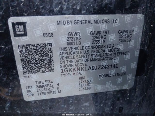 1GKKNKLA9JZ243141 GMC Acadia Sle-1