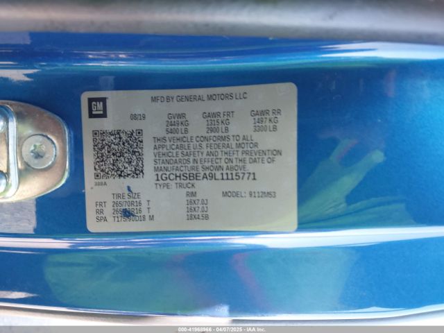1GCHSBEA9L1115771 Chevrolet Colorado 2wd  Long Box Wt