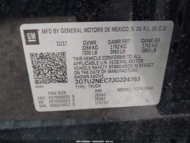 3GTU2NEC7JG224763 GMC Sierra 1500 Slt