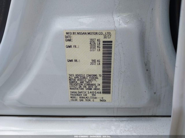 1N4AL3AP2JC140548 Nissan Altima 2.5 Sv