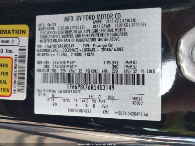 1FA6P8CF6R5403149 Ford Mustang Gt Premium Fastback