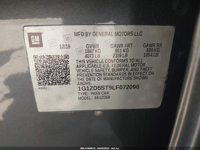 Chevrolet lfv - direct injection, variable valve timing, gen 1 2020 1G1ZD5ST9LF072096 Image 9