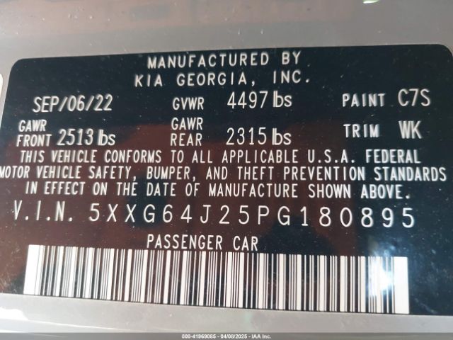 5XXG64J25PG180895 KIA K5 Gt-line