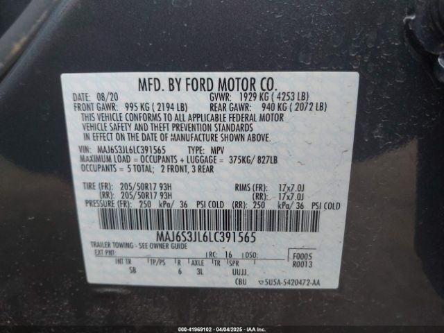 MAJ6S3JL6LC391565 Ford Ecosport Ses