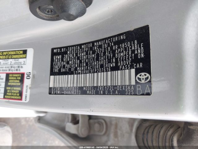 5YFBURHE9FP207616 Toyota Corolla S