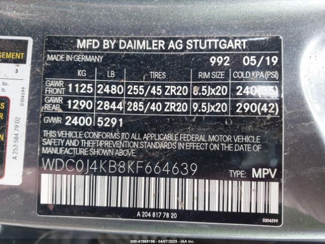WDC0J4KB8KF664639 Mercedes-Benz Glc 300 Coupe 4matic