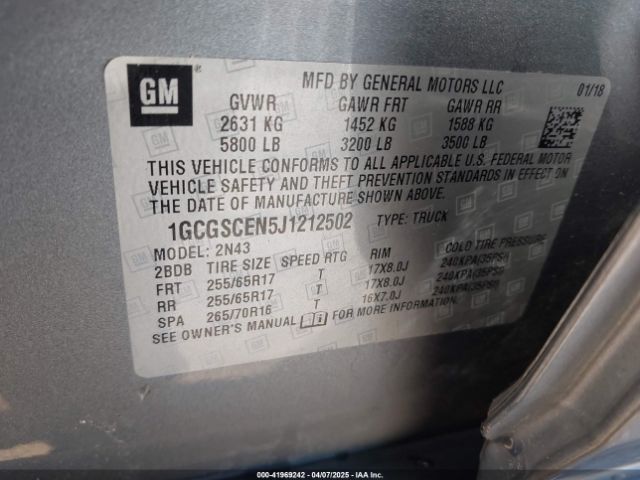 1GCGSCEN5J1212502 Chevrolet Colorado Lt