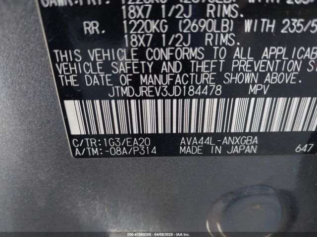 JTMDJREV3JD184478 Toyota Rav4 Hybrid Limited