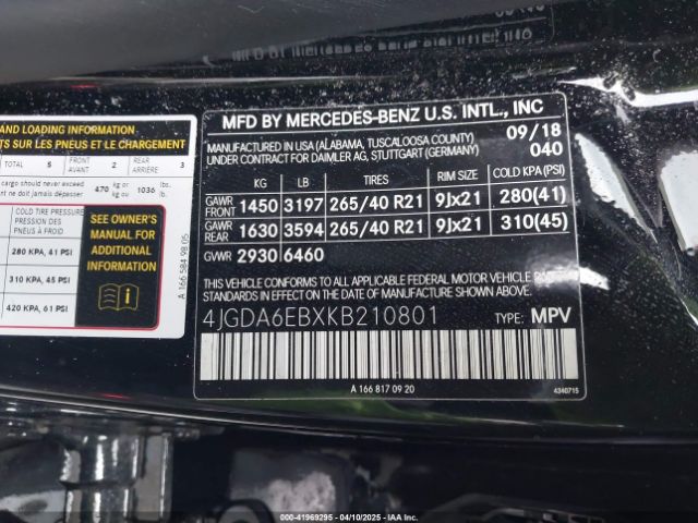 4JGDA6EBXKB210801 Mercedes-Benz Amg Gle 43 4matic