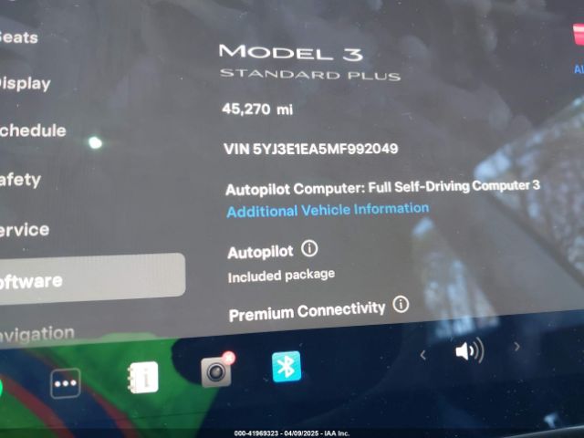 5YJ3E1EA5MF992049 Tesla Model 3 Standard Range Plus Rear-wheel Drive