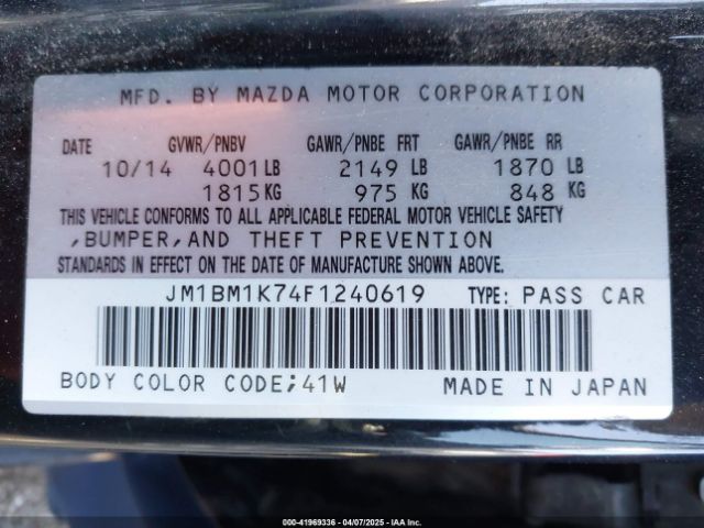 JM1BM1K74F1240619 Mazda Mazda3 I Sport