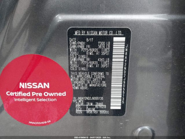 JN8AY2ND2J9055135 Nissan Armada Sl