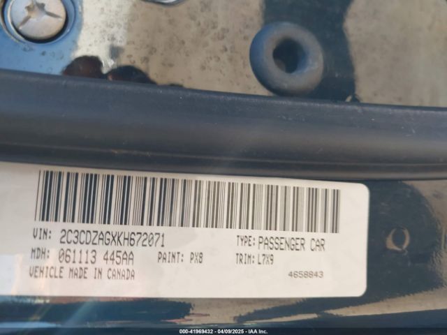 2C3CDZAGXKH672071 Dodge Challenger Sxt