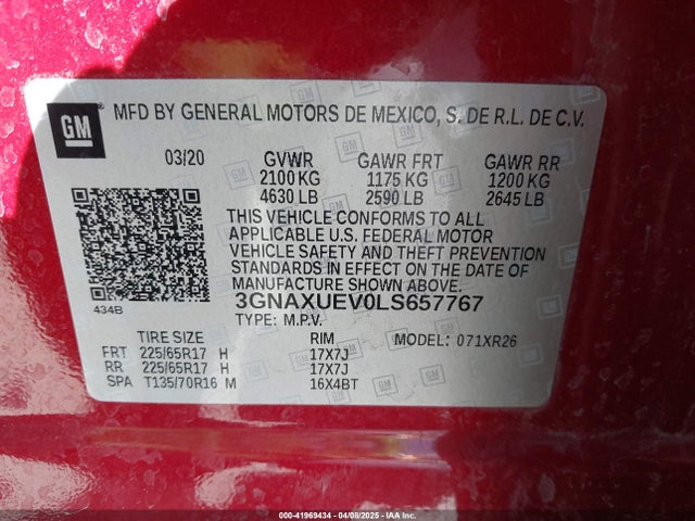 3GNAXUEV0LS657767 Chevrolet Equinox Awd Lt 1.5l Turbo