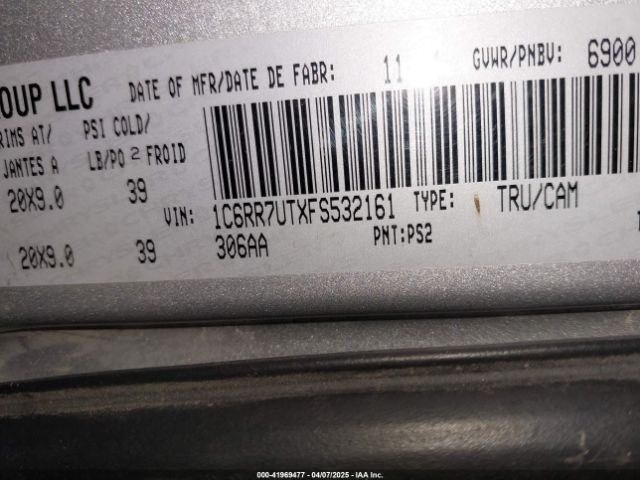 1C6RR7UTXFS532161 RAM 1500 Sport