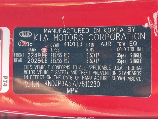 KNDJP3A57J7611230 KIA SOUL +