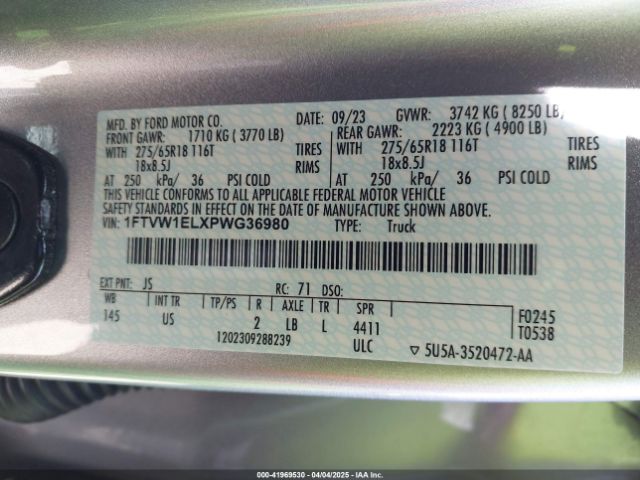 1FTVW1ELXPWG36980 Ford F-150 Lightning Xlt