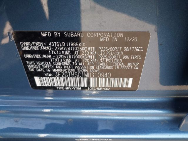 JF2GTHSC1MH310940 Subaru Crosstrek Sport