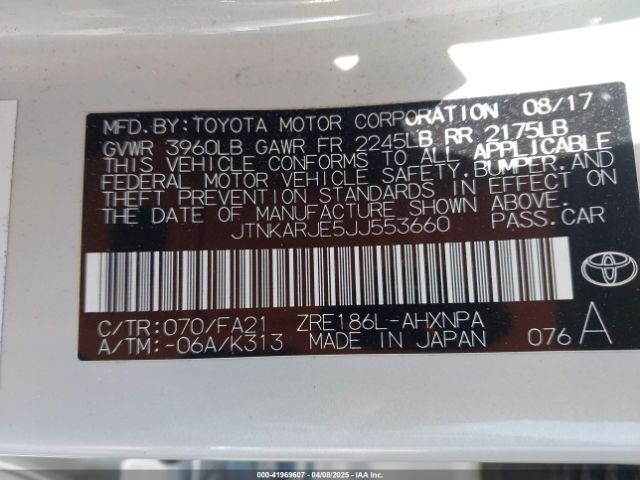 JTNKARJE5JJ553660 Toyota COROLLA IM