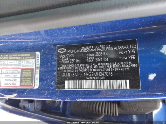 5NPLL4AG2MH047076 Hyundai ELANTRA SE