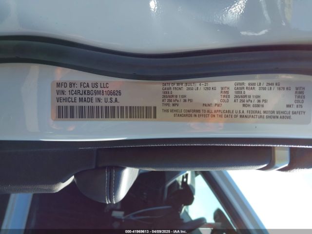 1C4RJKBG9M8106626 Jeep Grand Cherokee L Limited 4x4