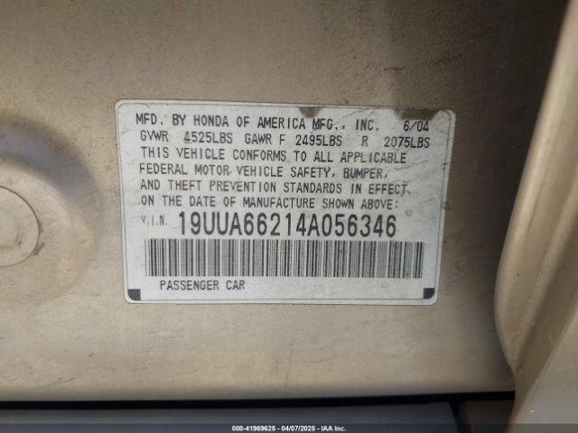 2004 ACURA TL 19UUA66214A056346 Photo 8