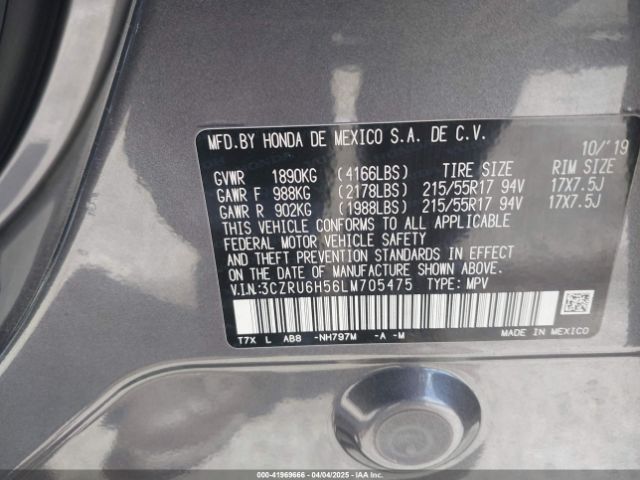 3CZRU6H56LM705475 Honda Hr-v Awd Ex