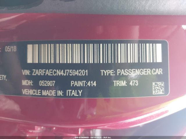 ZARFAECN4J7594201 Alfa Romeo Giulia Ti Sport Rwd