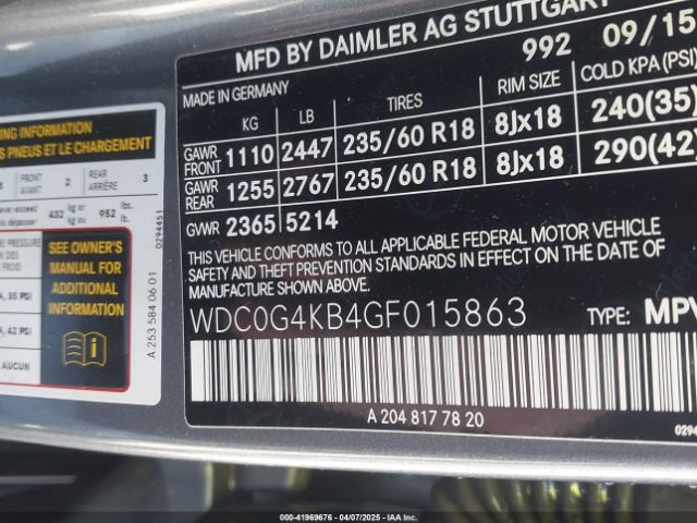 WDC0G4KB4GF015863 Mercedes-Benz Glc 300 4matic