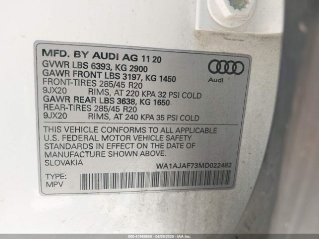 2021 AUDI Q7 WA1AJAF73MD022482 Photo 8
