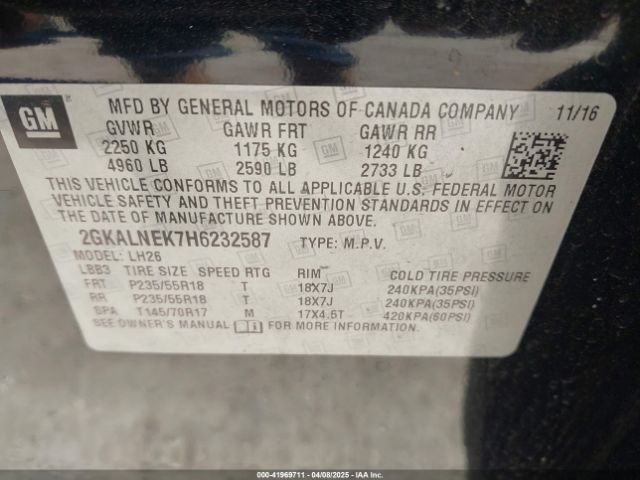 2GKALNEK7H6232587 GMC Terrain Sle-2