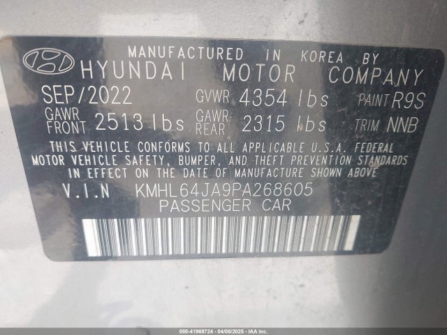 KMHL64JA9PA268605 Hyundai SONATA SEL