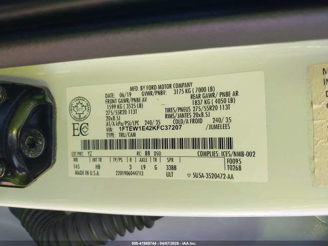 1FTEW1E42KFC37207 Ford F-150 Lariat