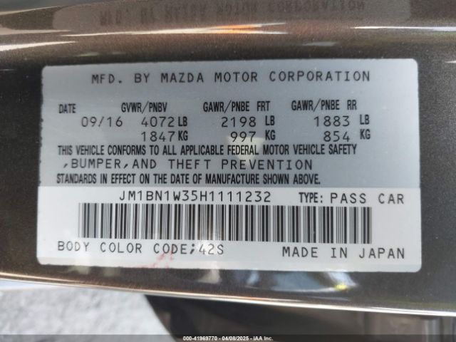 JM1BN1W35H1111232 Mazda Mazda3 Grand Touring