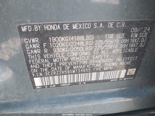 3CZRZ2H59SM734655 Honda k20z5