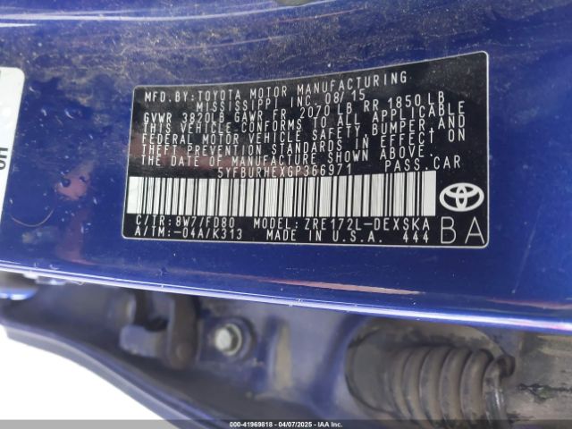 5YFBURHEXGP366971 Toyota Corolla S Plus