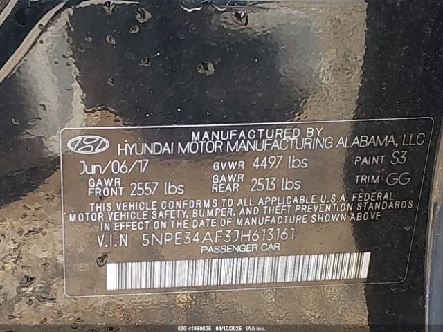 5NPE34AF3JH613161 Hyundai SONATA SEL