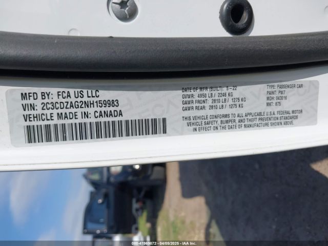 2C3CDZAG2NH159983 Dodge Challenger Sxt
