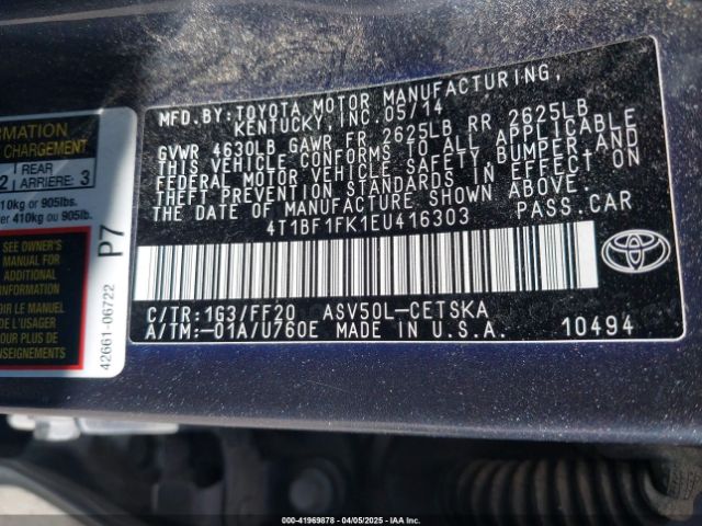 4T1BF1FK1EU416303 Toyota CAMRY SE
